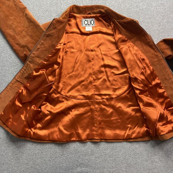 Clio Full Zip Suede Jacket 10 Orange Retro Rock Western Rodeo Cozy Chic Boho - Picture 8 of 12